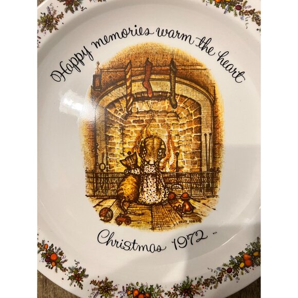 VTG Christmas Hollie Hobbie 1972 Decorative Plate Tray Commemorative MCM Xmas - Picture 2 of 6